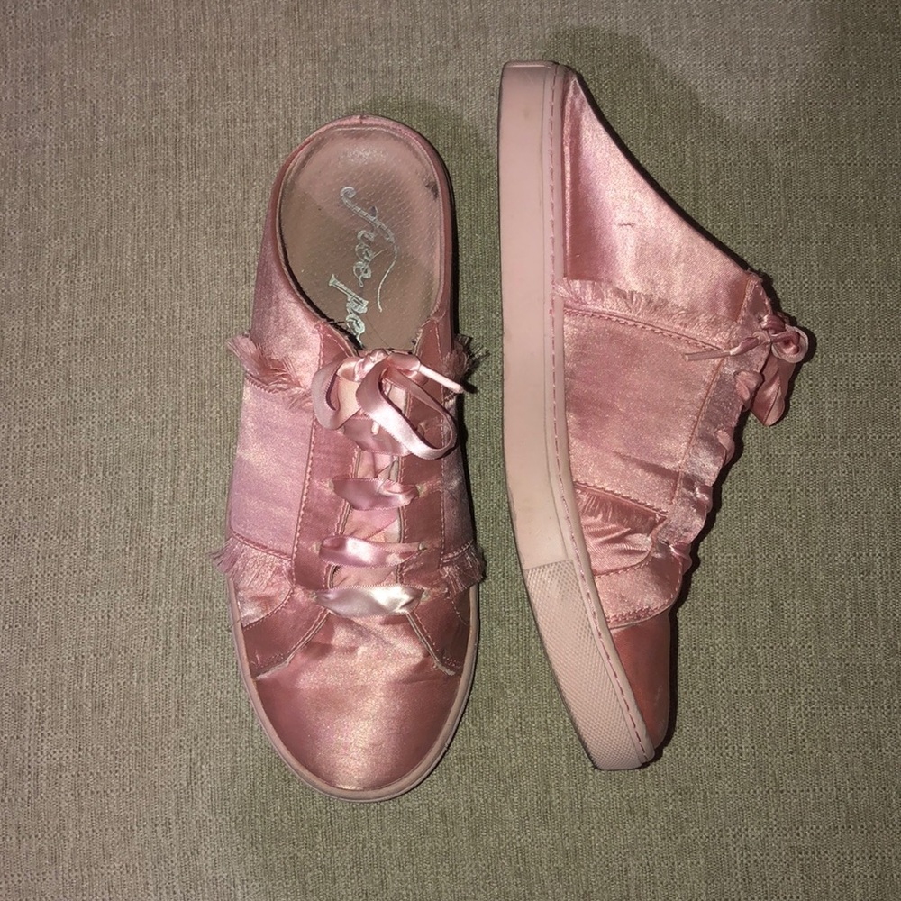 Free People Naples Pink Satin Sneakers!